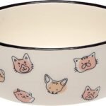 2-Cup Ceramic Cat Bowl – Cute Cat Face Water & Food Dish, Wide Shallow Whisker-Friendly Design for Kittens & Small/Medium Cats, Heavy Non-Slip Pet Feeding Bowl