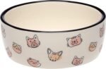 2-Cup Ceramic Cat Bowl – Cute Cat Face Water & Food Dish, Wide Shallow Whisker-Friendly Design for Kittens & Small/Medium Cats, Heavy Non-Slip Pet Feeding Bowl