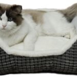 Luxury Square Grey Cat & Dog Bed - Soft Washable Animal Pet Beds with Anti-Slip & Water-Resistant Bottom, Perfect for Indoor Small Dogs & Cats, Kittens & Puppies