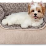 Rectangle Dog Bed for Large Medium Small Dogs - Washable Orthopedic Sofa Bed, Soft Breathable Puppy & Pet Cuddler, Durable Calming Dog Bed with Anti-Slip Bottom, Multiple Sizes, Beige