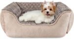 Rectangle Dog Bed for Large Medium Small Dogs - Washable Orthopedic Sofa Bed, Soft Breathable Puppy & Pet Cuddler, Durable Calming Dog Bed with Anti-Slip Bottom, Multiple Sizes, Beige