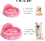 Pink Dog Bed Washable Princess Cat Couch Soft Plush Pet Sofa Nest Mat Snuggle Kitten Puppy Cave Beds Cute Cozy Kitten Doggy Kennel Cushion Small Medium Dogs Cats Sleeping Pad (S, Pink) - Image 2