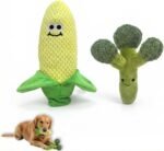 Plush Corn & Broccoli Dog Toy Set – Squeaky Plush Teeth-Cleaning Toys with Realistic Texture, Cute Interactive Tug Toys for Dogs