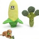 Plush Corn & Broccoli Dog Toy Set – Squeaky Plush Teeth-Cleaning Toys with Realistic Texture, Cute Interactive Tug Toys for Dogs