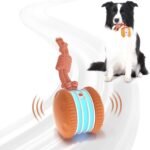 Interactive Dog Toys, Random Path Electric Automatic Moving and Rolling Dogs Toy with Rope for Small Medium Large Dogs, Motion-Activated Dog Stimulation Toy for Boredom Relief (Orange)