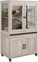Ferret Cage with Storage, Large Vertical Hamster Cage, Iguana, Rabbits, Chinchillas, Pet Rats, Guinea Pigs - Multi-Level Small Animal Cage with Ramps, Platforms, and Wheels