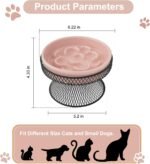 Raised Ceramic Cat Slow Feeder Bowl Elevated Food Bowl with Stand, Cat Slow Bowl for Wet Food and Dry Food, Whisker Friendly Pet Feeder for Kitty and Small Dog - Image 2