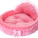 Pink Dog Bed Washable Princess Cat Couch Soft Plush Pet Sofa Nest Mat Snuggle Kitten Puppy Cave Beds Cute Cozy Kitten Doggy Kennel Cushion Small Medium Dogs Cats Sleeping Pad (S, Pink)