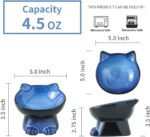 Slanted Elevated Cat Bowls: 5 Inch Ceramic Raised Cat Food Bowl for Protecting Pet's Spine - Microwave & Dishwasher Safe -Elegant Blue & Black (4.5 OZ /1 PC) - Image 2