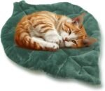Cat Mat Self Warming Cat Bed 26"x20" Leaf Shaped Cotton Soft Warm Pet Pad Blanket for Indoor Bed Couch Sofa Floors Cat and Dog Warm Mattress (Green)