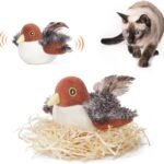 Cat Toys Rechargeable Flapping Bird Sparrow, Lifelike Chirp Tweet, Touch Activated Kitten Toy Interactive Cat Exercise Toys for All Breeds Cat Kicker Catnip Toys 4.0 Inches