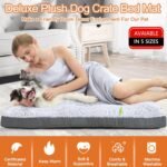 Deluxe Washable Dog Bed for Large Dogs Dog Crate Mat 35 Inch Comfy Fluffy Kennel Pad Anti-Slip for Dogs Up to 60 lbs, 35" x 23", Grey - Image 2