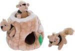 Hide-A-Squirrel Dog Toy – Interactive 2‑in‑1 Plush Puzzle with 3 Squeaky Removable Squirrels, Small