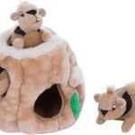 Hide-A-Squirrel Dog Toy – Interactive 2‑in‑1 Plush Puzzle with 3 Squeaky Removable Squirrels, Small
