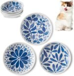 3 Ceramic Cat Bowls,5.5 inch Wide Shallow Cat Food Bowl for Relief Whisker Fatigue