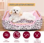 Dog Bed for Small Dogs - Cute Pink Leopard Dog Bed,Cat Beds for Indoor Cats Washable - Square Shape Cat Dog Sofa Bed Pet House Nest Cave(M, 20.8"L x 18"W x 5.5"） - Image 2