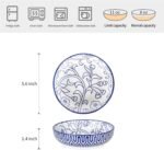 Ceramic Cat Food Bowl Set of 4, 5.6 Inch Wide Shallow Cat Bowls/Dishes for Food and Water, Vintage Blue - Image 2