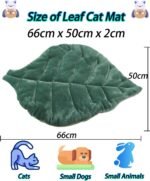 Cat Mat Self Warming Cat Bed 26"x20" Leaf Shaped Cotton Soft Warm Pet Pad Blanket for Indoor Bed Couch Sofa Floors Cat and Dog Warm Mattress (Green) - Image 2