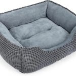 Dog Bed for Large Medium Small Dogs, Rectangle Washable Sleeping Puppy Bed, Soft Calming Cat Beds for Indoor Cats, Orthopedic Pet Sofa Bed, Anti-Slip Bottom with Multiple Size (20'', Grey)