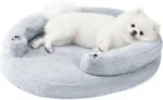 Orthopedic Dog Bed for Small Dogs, Waterproof Soft Pet Cat Puppy Couch Bolster Bed with Pillow, Removable Washable Cover, Non-Slip Bottom, Egg-Crate Foam, Grey