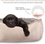 Rectangle Dog Bed for Large Medium Small Dogs - Washable Orthopedic Sofa Bed, Soft Breathable Puppy & Pet Cuddler, Durable Calming Dog Bed with Anti-Slip Bottom, Multiple Sizes, Beige - Image 2
