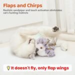 Cat Toys Flapping Bird (No Flying), Lifelike Sandpiper Chirp Tweet, Rechargeable Touch Activated Kitten Toy Interactive Cat Exercise Toys for All Breeds Cat Kicker Catnip Toys 4.0" - Image 2