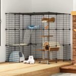 Outdoor Cat Cage,Kitty Enclosure with Super Large Enter Door,5-Tier Balcony Cat Playpen with Platforms,41 x 41 x 41 Inch