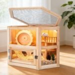 Hamster Cage with Chewproof Wood Top,Guinea Pig Cages, Two Story Hamster Habitat with Clear Acrylic Sheets Solid Built, Small Animal Cage (Fir, 31X20X20 inch) - Image 2