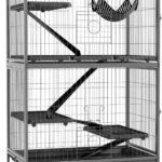 50" 5-Tier Small Animal Cage, Ferret Cage, Large Chinchilla Cage with Hammock Accessory & Heavy-Duty Steel Wire, Small Animal Habitat with 4 Doors, Removable Tray, Gray