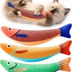 Cat Toys Saury Fish, 3 Pack, Catnip Crinkle Sound, Soft and Durable, Interactive Kitten Kicker for Indoor Kitty Exercise 9.4 Inches for All Breeds