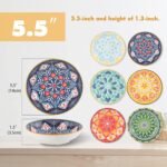 Ceramic Cat Bowls Set of 6 - Colorful/White Cute Shallow Cat Dishes - 5.75-Inch, Whisker Friendly and Wide - Microwave & Dishwasher Safe - 8.5 oz (250 ml) （Colorful 2 ） - Image 2