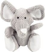 Elephant Tough Plush Toy with Technology, Durable Checkered Fabric & Squeaker for Active Play, Gray, Large